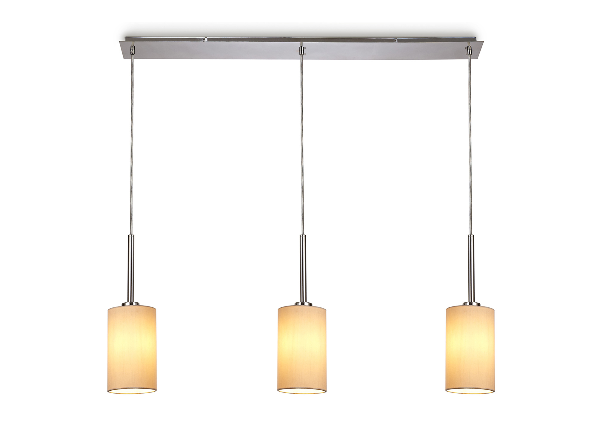 DK0765  Baymont 12cm Shade 3 Light Pendant Polished Chrome, Nude Beige/Moonlight